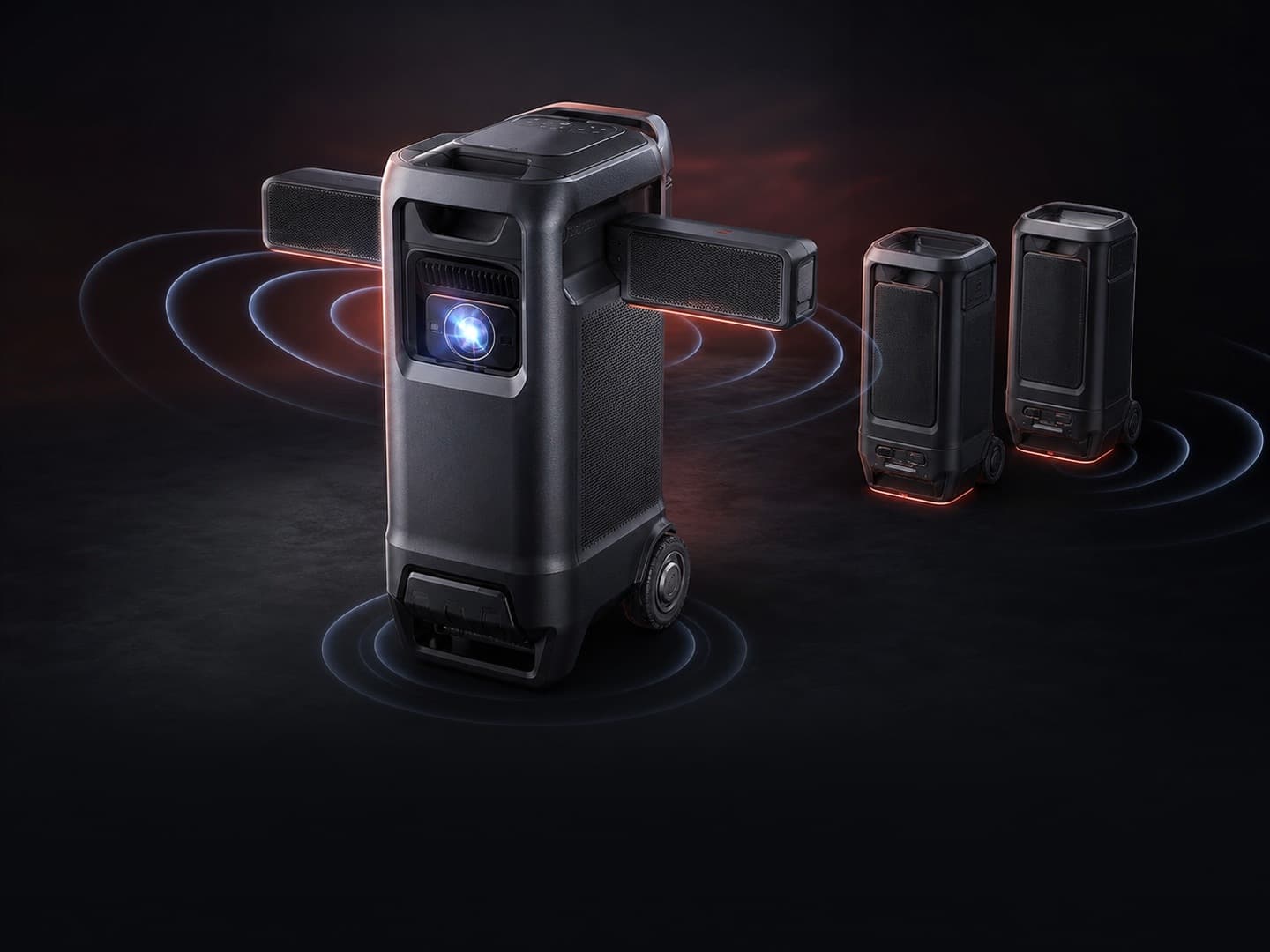 Kabellose Surround-Lautsprecher des mobilen Outdoor-Kino-Sets